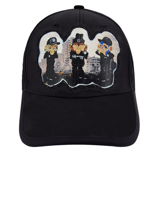 CASQUETTE REDFILLS PATCH THREE MONKEYS FULL BLACK 2.0
